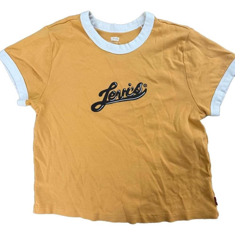 WOMENS JUNIORS L LEVI'S SLIM CROPPED FIT TEE T-SHIRT